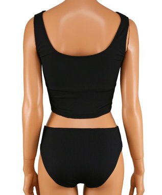 San-ai Resort（三愛水着楽園） 【WEB限定】5点セット バケットハット付きUVカット リブタンキニ+ラッシュガードセット水着【BeachQueen(ビーチクイーン）】 ベージュ