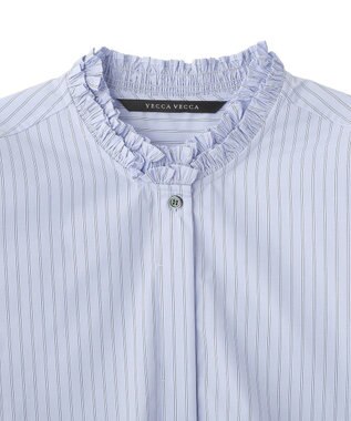 YECCA VECCA イージケアフリルカラーシャツ Stripe Blue