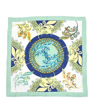 Marca ＜秋の新柄＞【Marcaオリジナル】サークルペイズリー  大判 シルクツイル スカーフ ピスタチオグリーン