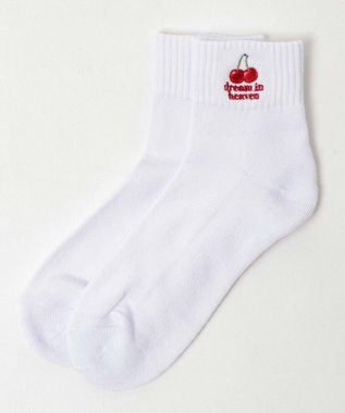 WEGO モチーフ刺繍アンクルソックス ホワイト