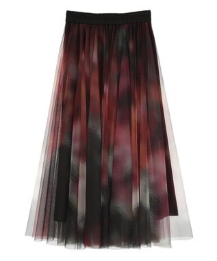 CRAFT STANDARD BOUTIQUE アート柄プリントチュールスカート Dark Pink