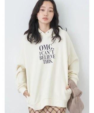 earth music&ecology ロゴスウェットフーディー Ivory