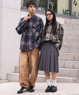 WEGO 【2025年秋冬新作/ユニセックス着用ITEM/SMLサイズ展開】ヘビーネルチェックシャツ（LS） 柄3