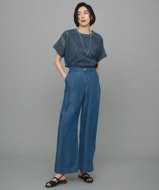 自由区 【カタログ掲載・洗える】テンセルデニムワイド パンツ インディゴ