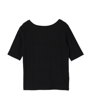 Green Parks 前後２ｗａｙリブ５分袖プルオーバー Black