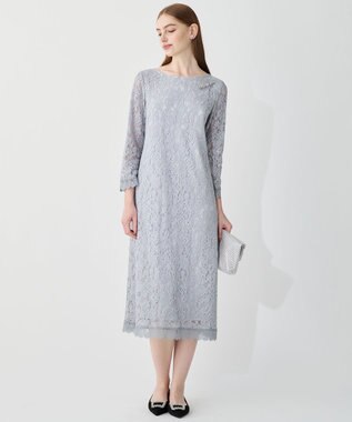 23区 L 【APPLAUDIR】モールフラワーレース ドレス サックスブルー系