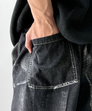 WEGO メタリックプリントデニムパンツ デニムブラックソノタ