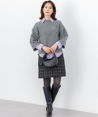 組曲 S ハーフスリーブミルド ニットプルオーバー グレー系