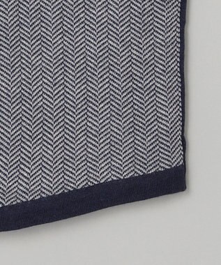 GOTAIRIKU 体温調整に【洗える/チクチクしにくい/ピリングしにくい】イタリア糸 ハイゲージ ベスト_WOOL100% ネイビー×ヘリンボーン柄(25年新色)