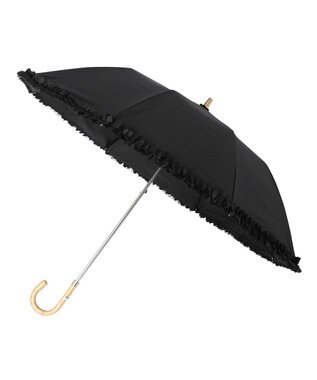 MOONBAT ランバン オン ブルー 晴雨兼用日傘 折りたたみ傘 ドビー×フリル 遮光 遮熱 UV ブラック