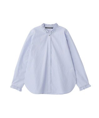 YECCA VECCA イージケアフリルカラーシャツ Stripe Blue