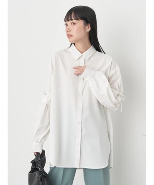 earth music&ecology ギャザースリーブシャツ Off White