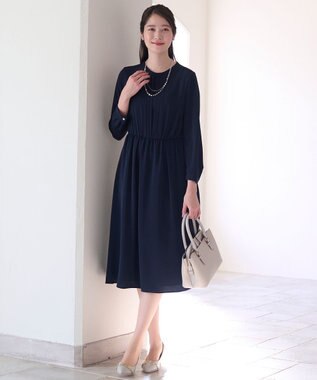 ANY SIS 【洗える】フロントタック ワンピース ネイビー