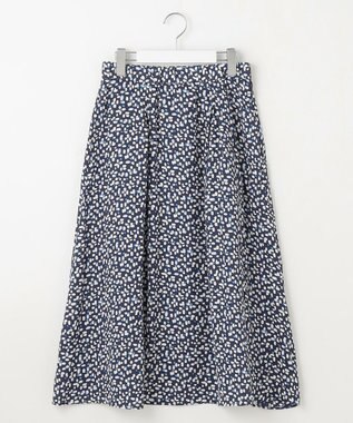 自由区 L 【カタログ掲載・セットアップ対応・洗える】ジオメトリックフラワードットプリント スカート ネイビー系
