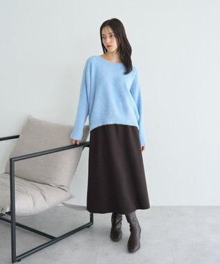 YECCA VECCA ラメシャギードルマンニット Light Blue