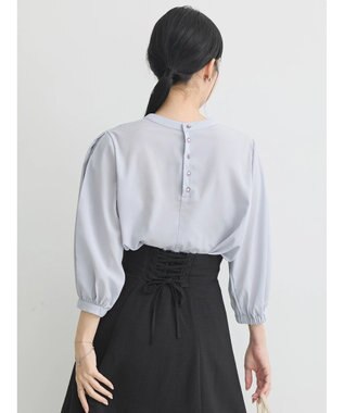 earth music&ecology レーススリーブブラウス Grayish Blue