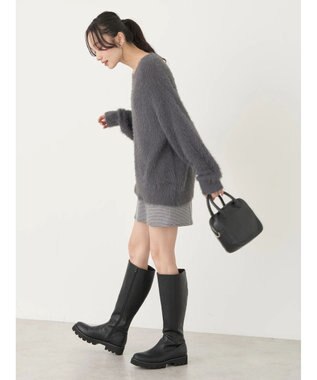 earth music&ecology ゆるモヘアライクレースニット Charcoal Gray