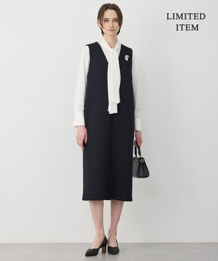 ICB 【WEB限定】 ドレープサテン ボウタイブラウス オフホワイト系