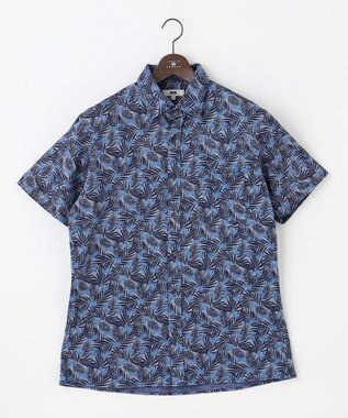 JOSEPH ABBOUD 【キングサイズ・リネン素材/清涼感/吸水速乾】リネンハニカムプリント 半袖 シャツ ネイビー系6