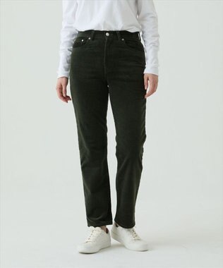 caqu レギュラーストレート 裏起毛コーデュロイパンツ olive