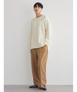 AMERICAN HOLIC パッチワークケーブルニットプルオーバー Ivory