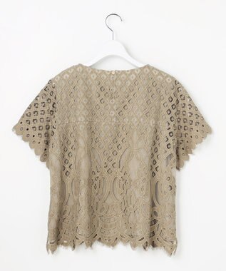 自由区 L パネルレース ブラウス カーキ