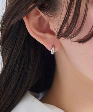  【金属アレルギー対応】ドロップハーフフープミニピアス　シルバー/サージカルステンレス