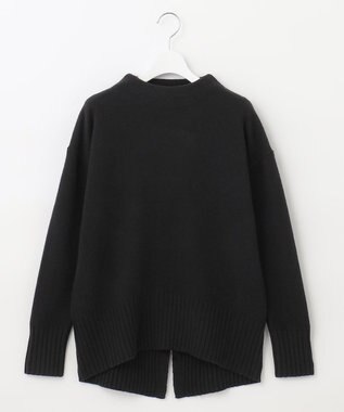 自由区 【洗える】ウールカシミヤブレンド オフネックプルオーバーニット ブラック系