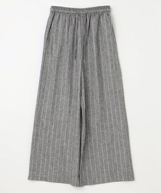 ANY 【ウエストゴム】リネンレーヨンワイドパンツ グレーストライプ
