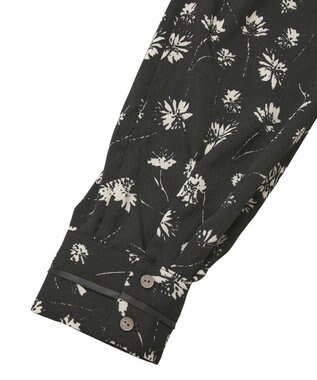 YECCA VECCA フラワー柄プリーツMIXワンピース Black