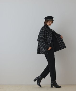GRACE CONTINENTAL フレアスリーブツイードジャケット ブラック