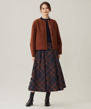 自由区 【洗える】コットンウールミドルゲージプルオーバー ニット ネイビー