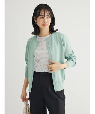 Green Parks 洗える　クルーネックカーディガン Green