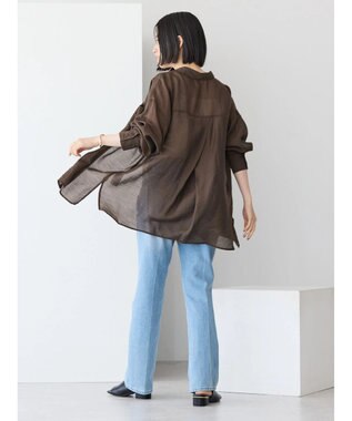 AMERICAN HOLIC シアーＣＯＯＬポケット付きルーズシャツ Brown