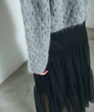 GRACE CONTINENTAL アルパカメッシュニットトップ グレー