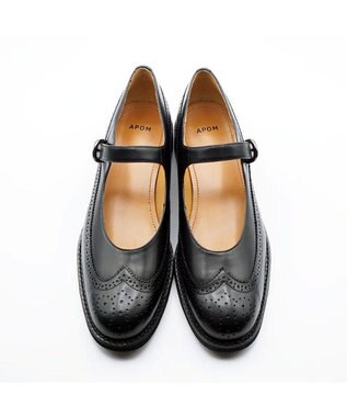 APOM 本革メリージェーンブローグシューズ 30 ブラック