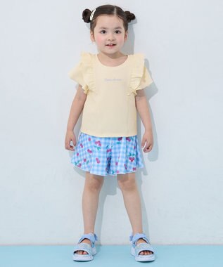 ANY KIDS 【UVカット】2WAYショルダーセパレート水着  エクリュ×サックスブルーチェック