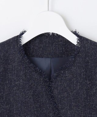 Feroux 【セットアップ対応】春ツイード コンパクトジレ ネイビー系1