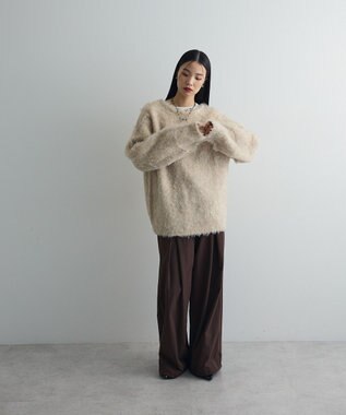 Green Parks 前後２ｗａｙキーネックシャギーニット Beige