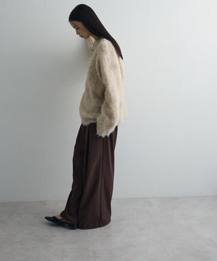 Green Parks 前後２ｗａｙキーネックシャギーニット Beige