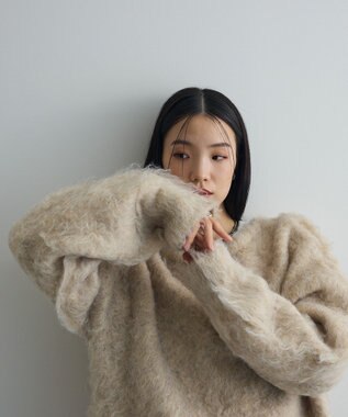 Green Parks 前後２ｗａｙキーネックシャギーニット Beige