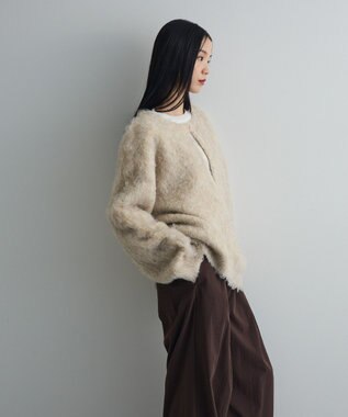 Green Parks 前後２ｗａｙキーネックシャギーニット Beige
