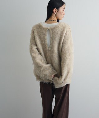 Green Parks 前後２ｗａｙキーネックシャギーニット Beige