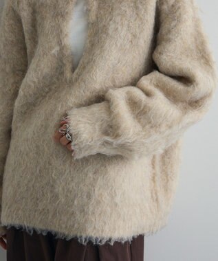 Green Parks 前後２ｗａｙキーネックシャギーニット Beige