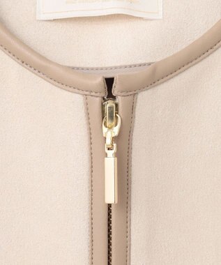 ANY SIS L 【洗える】スエードライクトリミング コート アイボリーベージュ