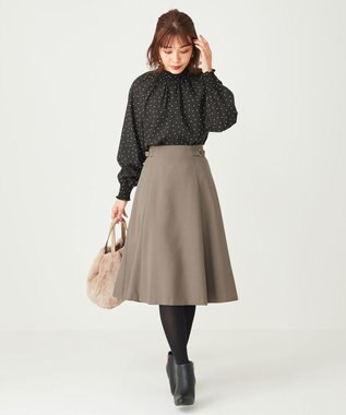 ANY SIS 【洗える】サイドバックルライト スカート モカ