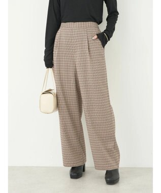 earth music&ecology チェックストレートパンツ Check Beige
