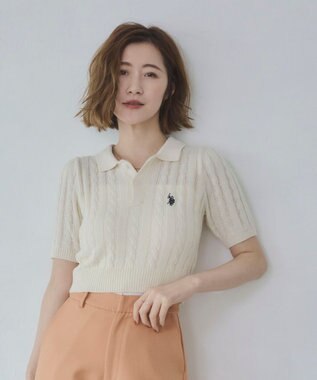 WEGO 別注USPOLO　ケーブルニットポロ ホワイトアイボリー