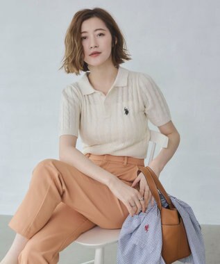 WEGO 別注USPOLO　ケーブルニットポロ ホワイトアイボリー