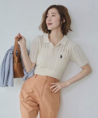 WEGO 別注USPOLO　ケーブルニットポロ ホワイトアイボリー